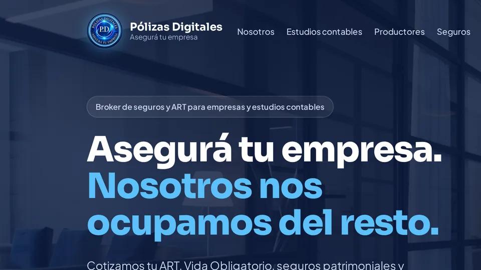 Página web de Pólizas Digitales diseñada por TopWeb